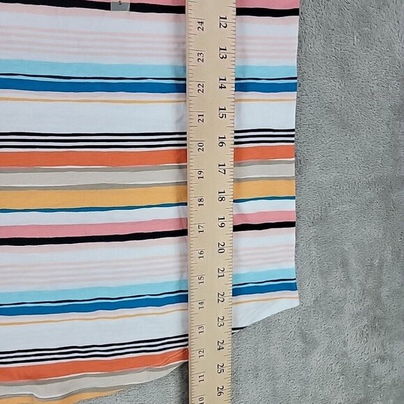 LOFT Top Womens Size S Multicolor Striped Flutter Cap Sleeve Cotton Modal NWT - Picture 5 of 7